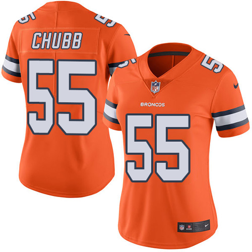 Denver Broncos #55 Bradley Chubb Orange Women's Stitched Limited Rush Jersey Womens