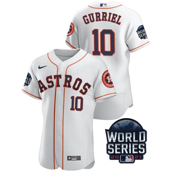 Houston Astros #10 Yuli Gurriel Men's 150th Anniversary 2021 World Series Authentic Jersey - White