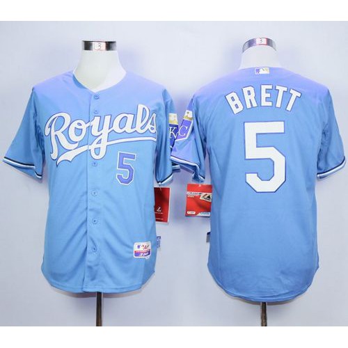 Kansas City Royals #5 George Brett Light Blue Alternate Cool Base Stitched Jersey Men's