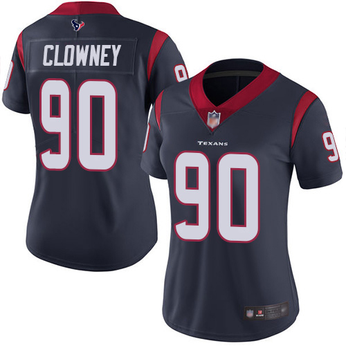 Houston Texans #90 Jadeveon Clowney Navy Blue Team Color Women's Stitched Vapor Untouchable Limited Jersey Womens