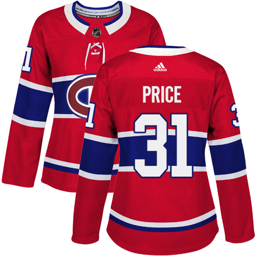 Adidas Montreal Canadiens #31 Carey Price Red Home Authentic Women's Stitched Jersey Womens