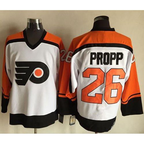 Philadelphia Flyers #26 Brian Propp White/Black CCM Throwback Stitched Jersey Men's