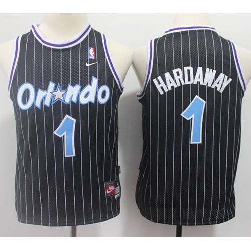 Orlando Magic #1 Penny Hardaway Black Strip Throwback Youth Jersey Youth