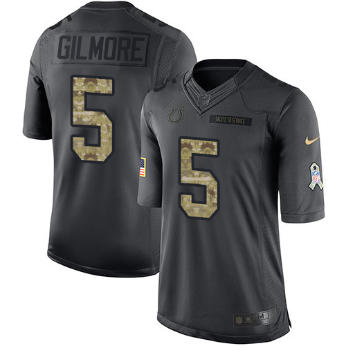 Colts #5 Stephon Gilmore Black Men's Stitched Limited 2016 Salute To Service Jersey