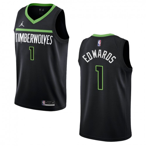 Minnesota Minnesota Timberwolves #1 Anthony Edwards Black Mens 2022-23 Statement Edition Jersey Mens