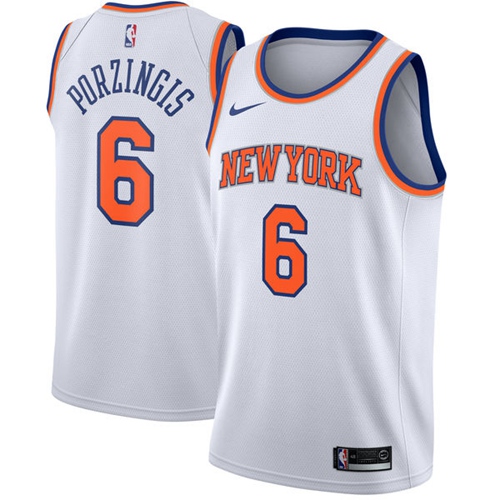 New York Knicks #6 Kristaps Porzingis White Youth Swingman Association Edition Jersey Youth