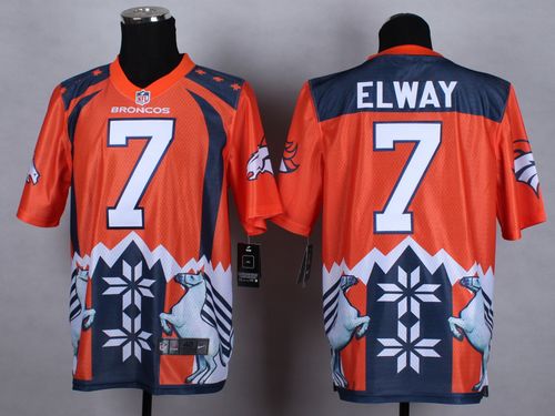 Broncos #7 John Elway Orange Men's Stitched Elite Noble Fashion Jersey