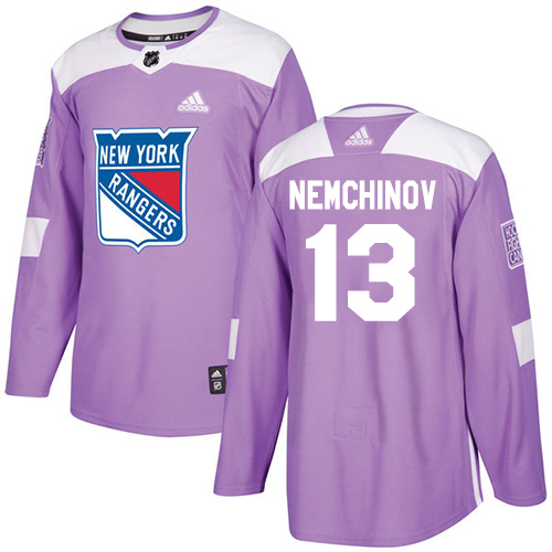 Adidas New York Rangers #13 Sergei Nemchinov Purple Authentic Fights Cancer Stitched Jersey Men's