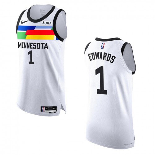 Minnesota Minnesota Timberwolves #1 Anthony Edwards White 2022-23 Authentic Jersey - City Edition Mens