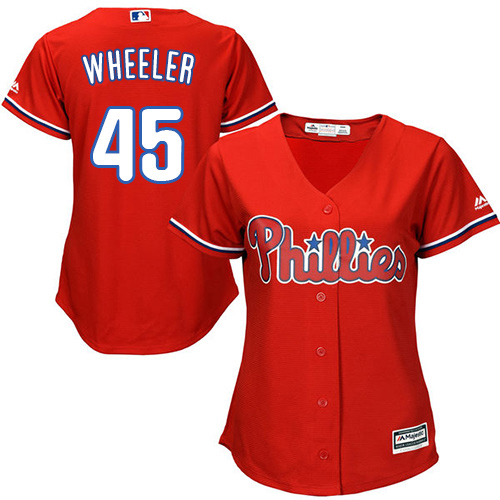 Philadelphia Phillies #45 Zack Wheeler Red Alternate Women's Stitched Jersey Womens