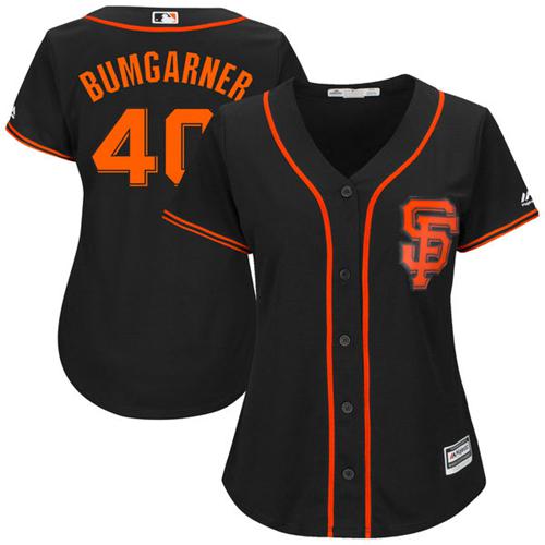 San Francisco Giants #40 Madison Bumgarner Black Women's Alternate Stitched Jersey Womens