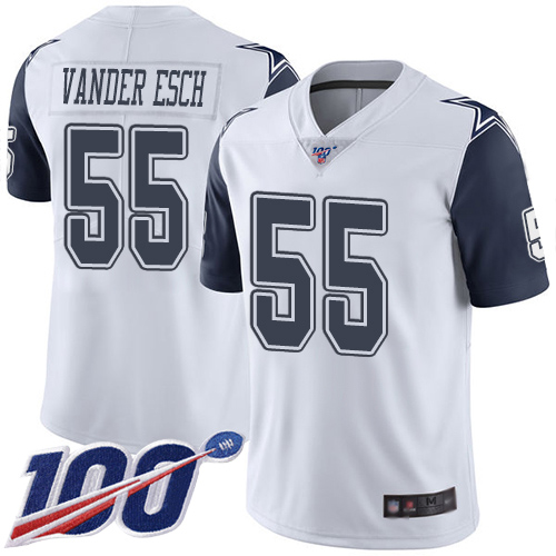 Cowboys #55 Leighton Vander Esch White Youth Stitched Limited Rush 100th Season Jersey