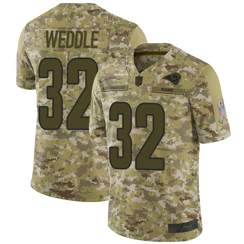 Los Angeles Rams #32 Eric Weddle Camo Men's Stitched Limited 2018 Salute To Service Jersey Men's