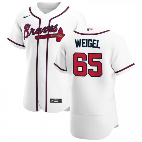 Atlanta Atlanta Braves #65 Patrick Weigel Men's White Home 2020 Authentic Player Jersey Men's