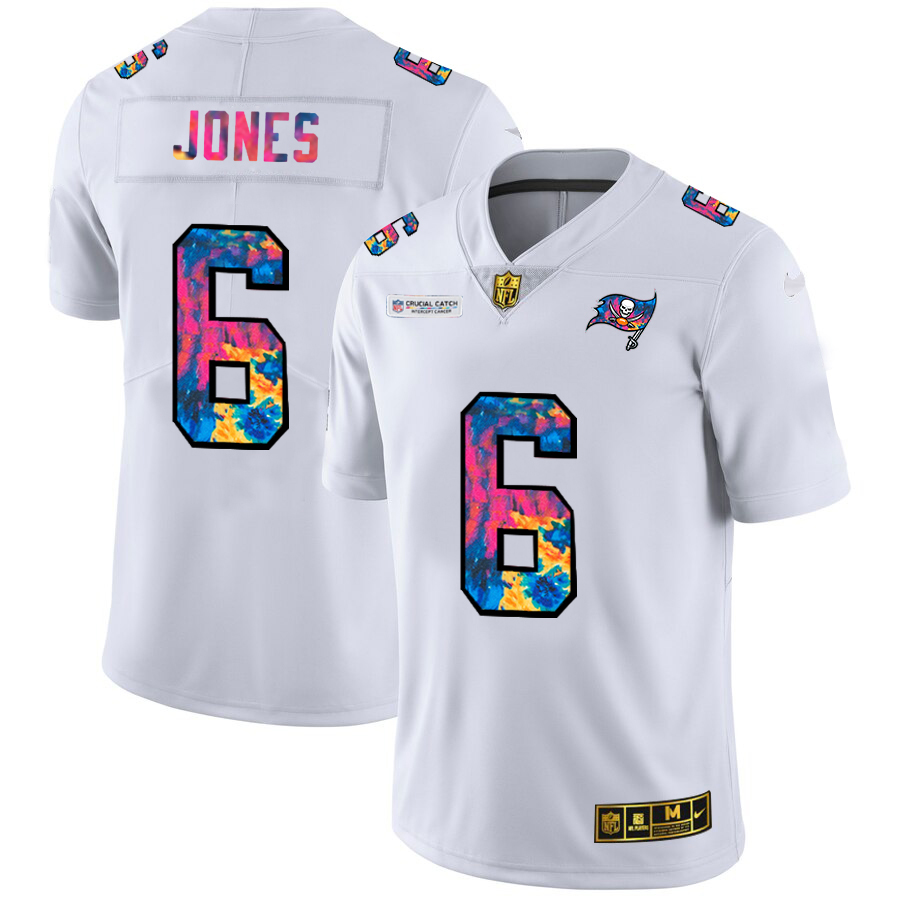 Tampa Bay Buccaneers #6 Julio Jones Men's White Multi-Color 2020 Crucial Catch Limited Jersey
