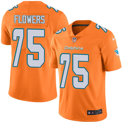 Miami Dolphins #75 Ereck Flowers Orange Green Youth Stitched Limited Rush Jersey Youth