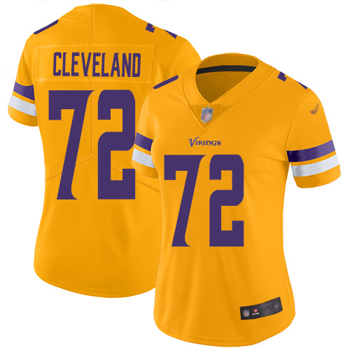 Minnesota Vikings #72 Ezra Cleveland Gold Women's Stitched Limited Inverted Legend Jersey Womens