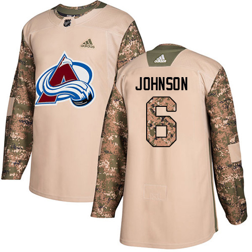 Adidas Colorado Avalanche #6 Erik Johnson Camo Authentic 2017 Veterans Day Stitched Jersey Men's