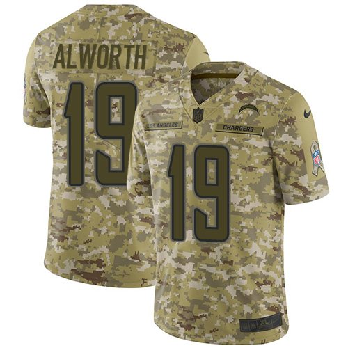 Los Angeles Chargers #19 Lance Alworth Camo Men's Stitched Limited 2018 Salute To Service Jersey Men's