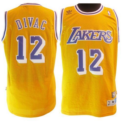 Los Angeles Lakers #12 Vlade Divac Yellow Throwback Stitched Jersey Mens