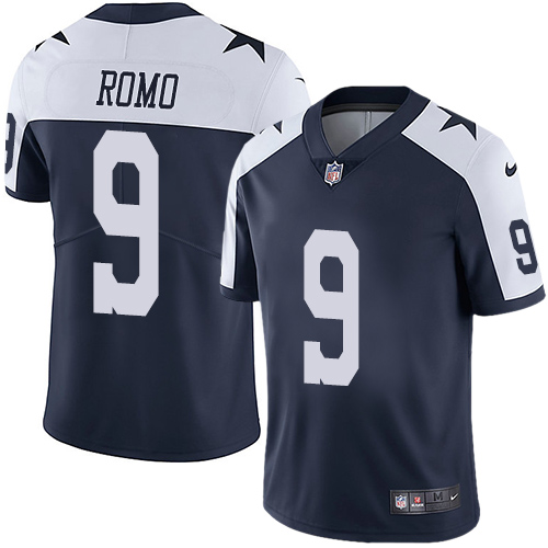 Dallas Cowboys #9 Tony Romo Navy Blue Thanksgiving Men's Stitched Vapor Untouchable Limited Throwback Jersey Men's