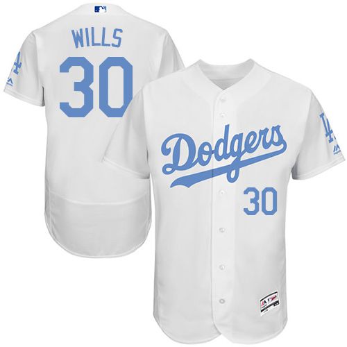 Los Angeles Dodgers #30 Maury Wills White Flexbase Authentic Collection Father's Day Stitched Jersey Men's
