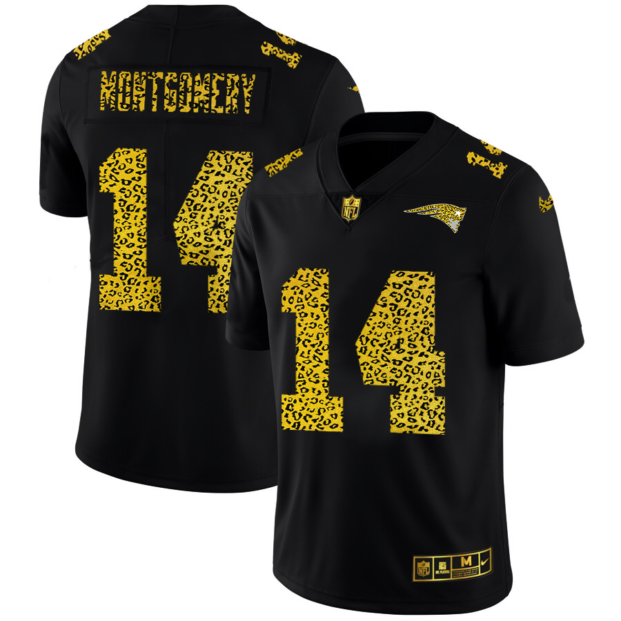 New England Patriots #14 Ty Montgomery Men's Leopard Print Fashion Vapor Limited Jersey Black