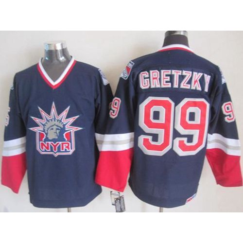 New York Rangers #99 Wayne Gretzky Navy Blue CCM Statue of Liberty Stitched Jersey Men's
