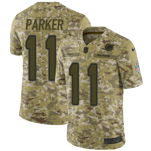 Miami Dolphins #11 DeVante Parker Camo Men's Stitched Limited 2018 Salute To Service Jersey Men's