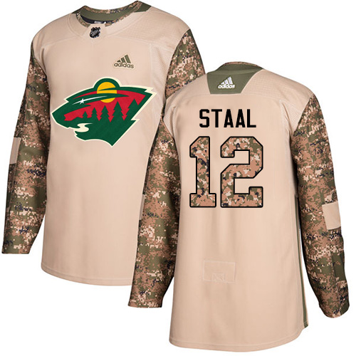 Adidas Minnesota Wild #12 Eric Staal Camo Authentic 2017 Veterans Day Stitched Youth Jersey Youth