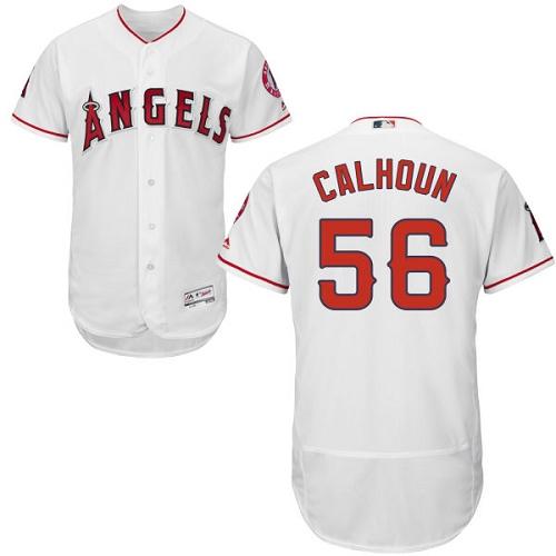 Los Angeles Angels of Anaheim #56 Kole Calhoun White Flexbase Authentic Collection Stitched Jersey Men's