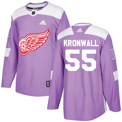 Adidas Detroit Red Wings #55 Niklas Kronwall Purple Authentic Fights Cancer Stitched Youth Jersey Youth