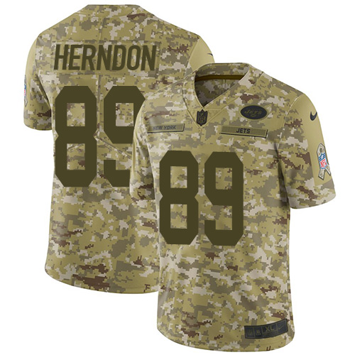 New York Jets #89 Chris Herndon Camo Men's Stitched Limited 2018 Salute To Service Jersey Men's