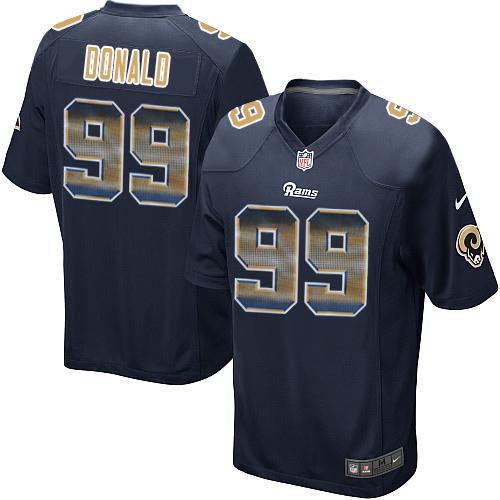 Rams #99 Aaron Donald Navy Blue Team Color Men's Stitched Limited Strobe Jersey