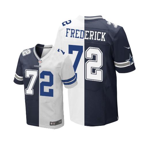 Dallas Cowboys #72 Travis Frederick Navy Blue/White Men's Stitched Elite Split Jersey Men's
