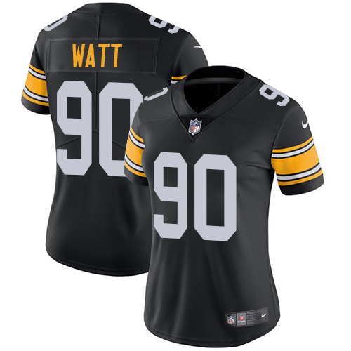 Steelers #90 T. J. Watt Black Alternate Women's Stitched Vapor Untouchable Limited Jersey