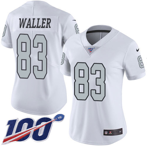 Raiders #83 Darren Waller White Women's Stitched Limited Rush 100th Season Jersey