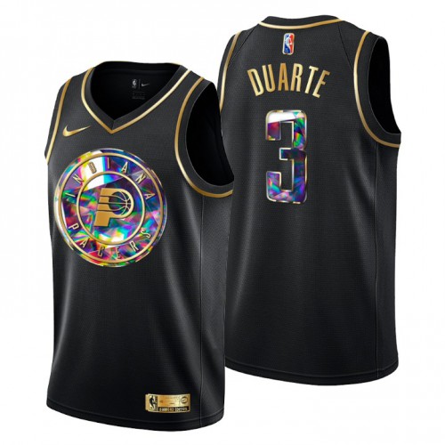Indiana Indiana Pacers #3 Chris Duarte Mens Golden Edition Diamond Logo 2021/22 Swingman Jersey - Black Mens