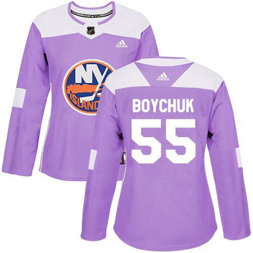 Adidas New York Islanders #55 Johnny Boychuk Purple Authentic Fights Cancer Women's Stitched Jersey Womens