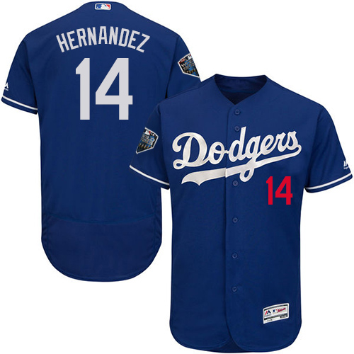 Los Angeles Dodgers #14 Enrique Hernandez Blue Flexbase Authentic Collection 2018 World Series Stitched Jersey Men's