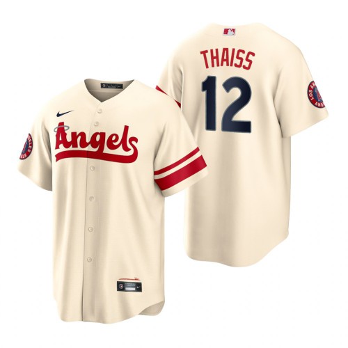 Los Angeles Los Angeles Angels #12 Matt Thaiss Cream Men's 2022 City Connect Game Jersey Men's