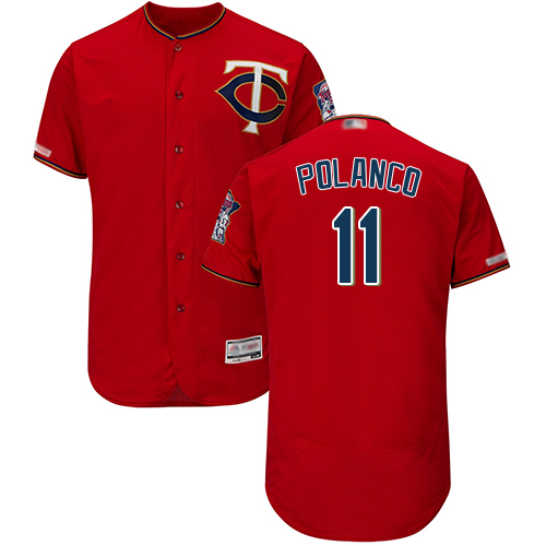 Minnesota Twins #11 Jorge Polanco Red Flexbase Authentic Collection Stitched Jersey Men's