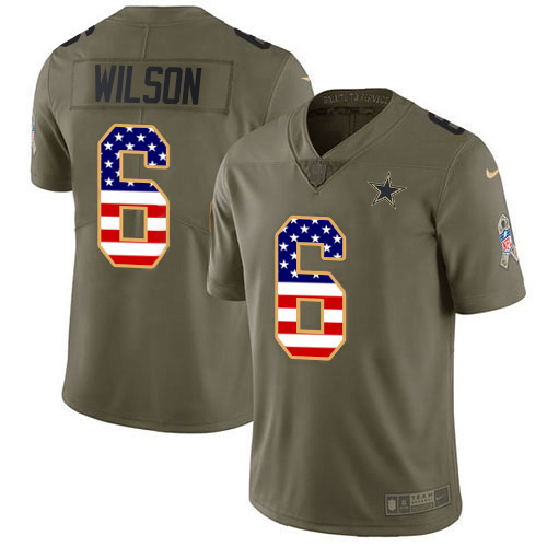 Cowboys #6 Donovan Wilson Olive/USA Flag Men's Stitched Limited 2017 Salute To Service Jersey