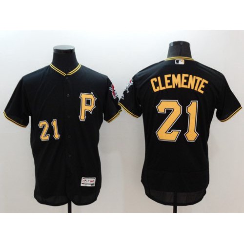 Pittsburgh Pirates #21 Roberto Clemente Black Flexbase Authentic Collection Stitched Jersey Men's