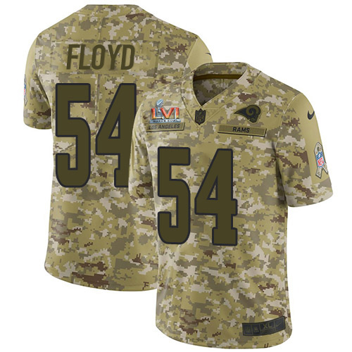 Los Angeles Rams #54 Leonard Floyd Camo Super Bowl LVI Patch Men's Stitched Limited 2018 Salute To Service Jersey Men's