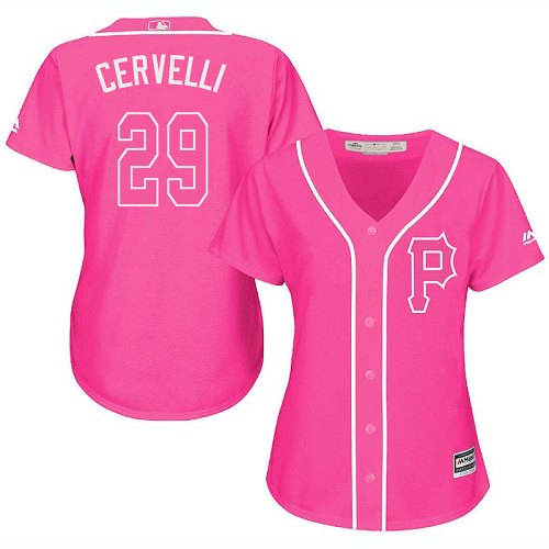 Pittsburgh Pirates #29 Francisco Cervelli Pink Fashion Women's Stitched Jersey Womens