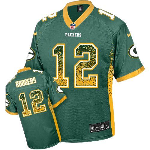 Packers #12 Aaron Rodgers Green Team Color Men's Stitched Elite Drift Fashion Jersey