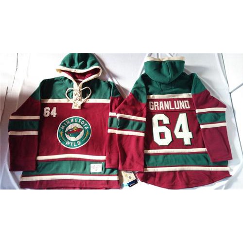 Minnesota Wild #64 Mikael Granlund Red Sawyer Hooded Sweatshirt Stitched Jersey Men's