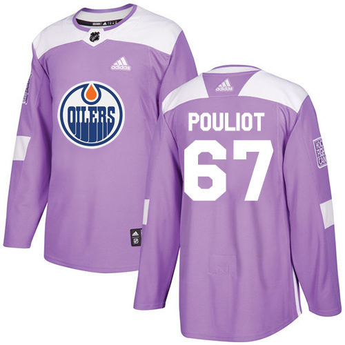 Adidas Edmonton Oilers #67 Benoit Pouliot Purple Authentic Fights Cancer Stitched Jersey Men's