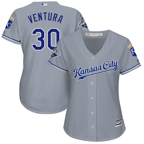 Kansas City Royals #30 Yordano Ventura Grey Road Women's Stitched Jersey Womens